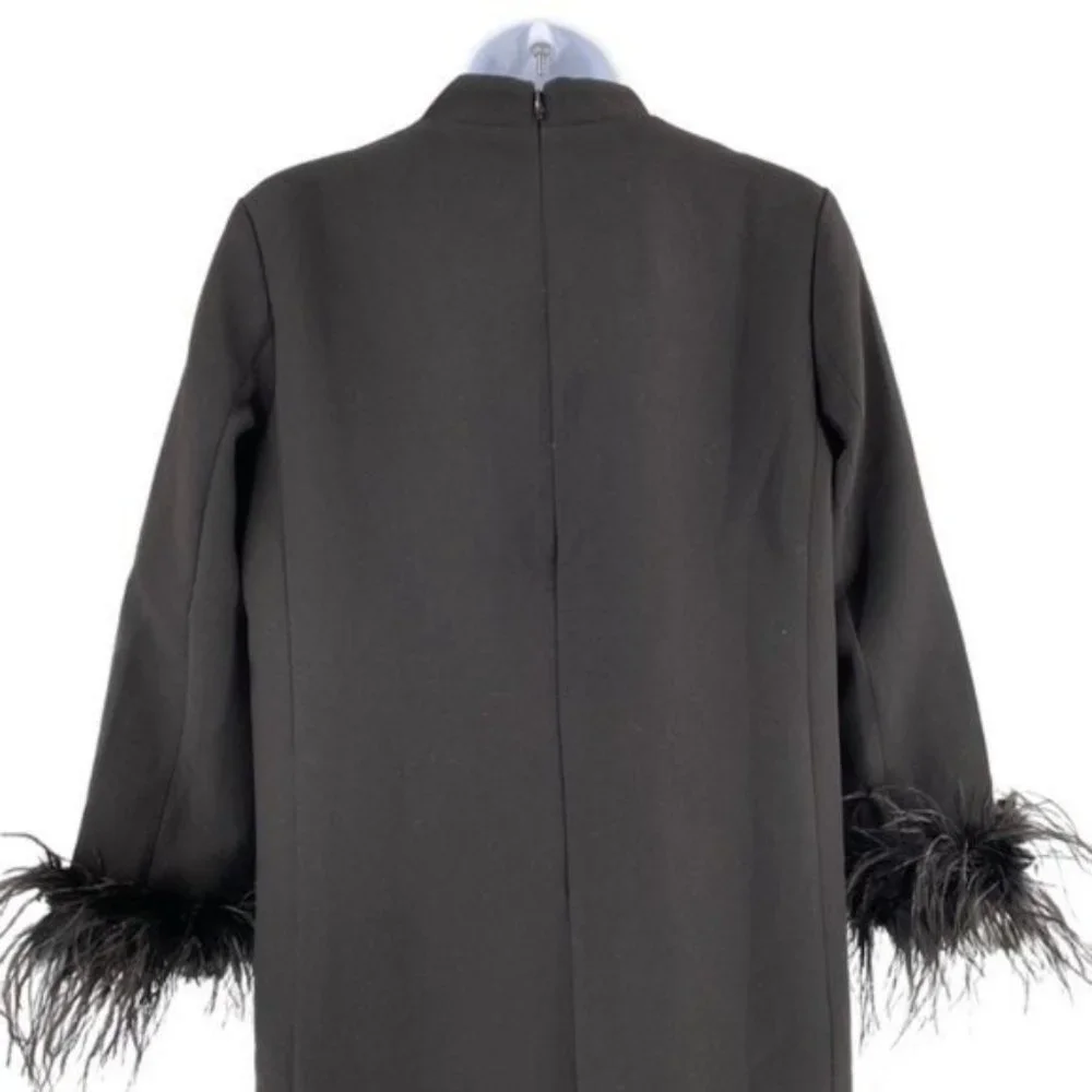 Tuckernuck NEW Black Feather Mod Ellie Long Sleeve Mini Cocktail Dress Size M - Picture 11 of 14